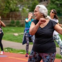 women exercising in a group for elderly