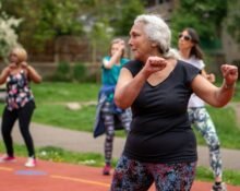 women exercising in a group for elderly